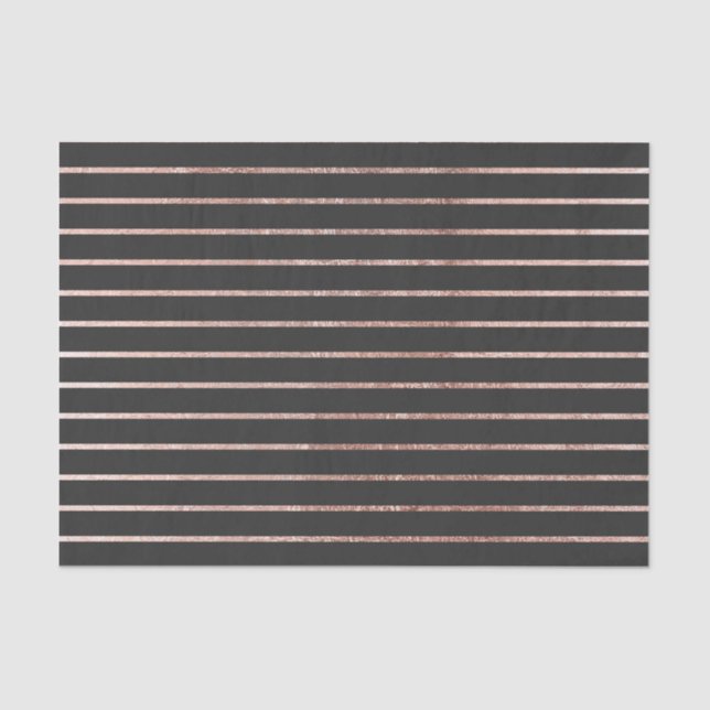 Elegant Chic Rose Gold Stripes and Black Tissue Paper (Front)