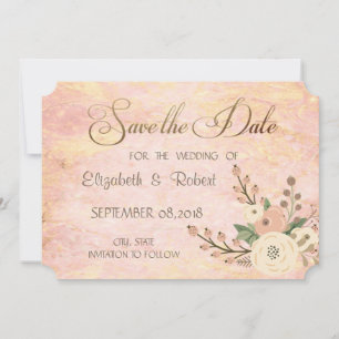 Elegant Chic Rose Marble Floral Save The Date
