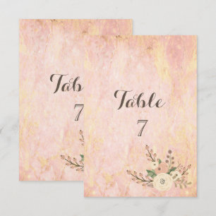 Elegant Chic Rose Marble Floral Table Card