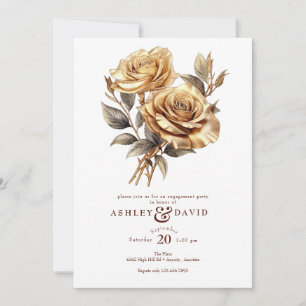 Elegant Chic Rose   Romantic Engagement Party Invitation