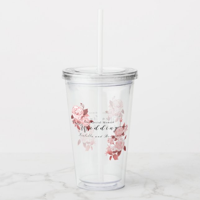 Elegant Chic Rose Wedding Acrylic Tumbler (Front)