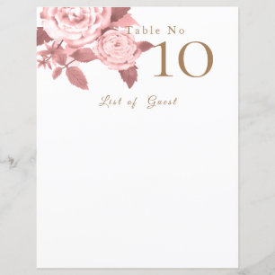 Elegant Chic Rose Wedding Blank Seating Charts