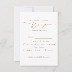 Elegant Chic Rose Wedding Dinner Option RSVP Card