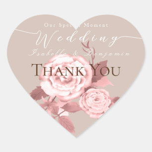 Elegant Chic Rose Wedding Heart Sticker
