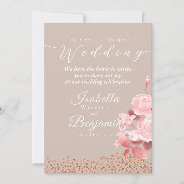 Elegant Chic Rose Wedding Invitation (Front)