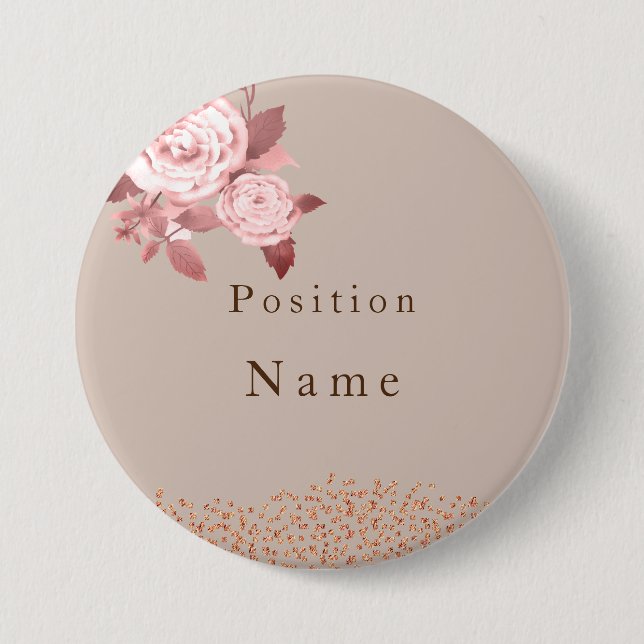 Elegant Chic Rose Wedding Name 7.5 Cm Round Badge (Front)