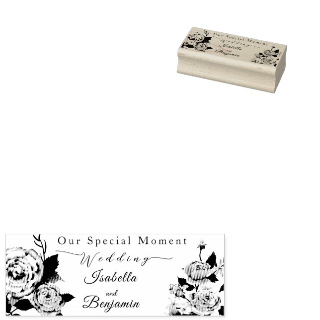 Elegant Chic Rose Wedding Rubber Stamp (Stamped)