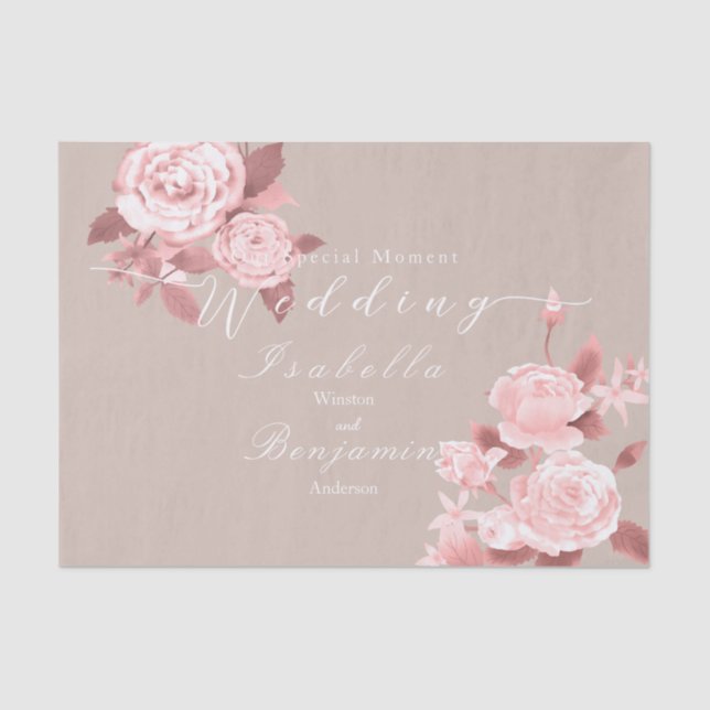 Elegant Chic Rose Wedding  Tissue Paper (Front)