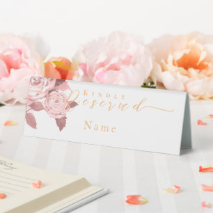 Elegant Chic Rose White Table Reserved Sign