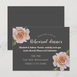 Elegant Chic Roses Floral Rehearsal Dinner Invitation