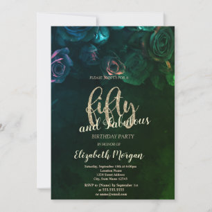 Elegant Chic Roses Gothic 50th Birthday Party  Invitation