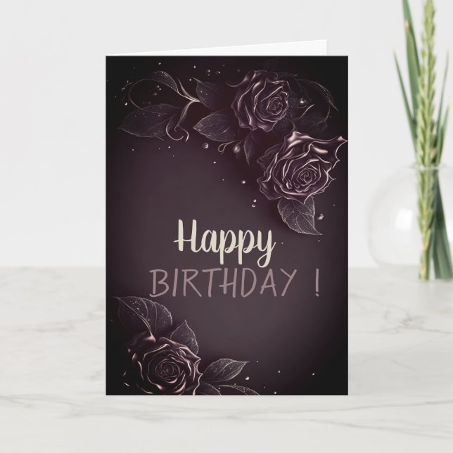 Elegant Chic Roses Gothic Birthday Card (Front)