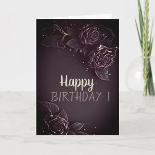 Elegant Chic Roses Gothic Birthday Card