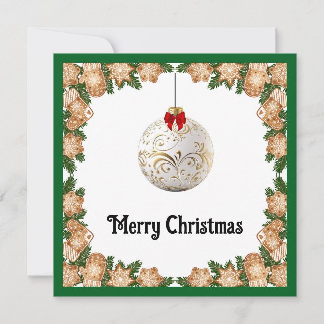 Elegant Chic Rustic Colourful Merry Christmas Ball Holiday Card (Front)