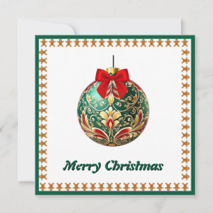 Elegant Chic Rustic Colourful Merry Christmas Ball Holiday Card