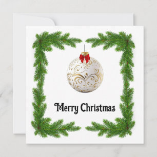 Elegant Chic Rustic Colourful Merry Christmas Ball Holiday Card