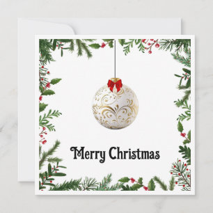 Elegant Chic Rustic Colourful Merry Christmas Ball Holiday Card