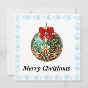 Elegant Chic Rustic Colourful Merry Christmas Ball Holiday Card