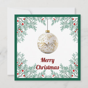Elegant Chic Rustic Colourful Merry Christmas Ball Holiday Card