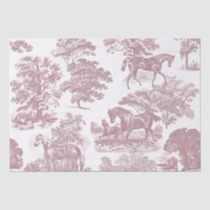 Elegant Chic Rustic Horses Soft Pink Toile Tissue Paper