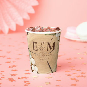 Elegant & Chic Rustic Wedding Wooden Thank You Paper Cups