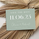 Elegant Chic Sage Green Wedding Date Save The Date<br><div class="desc">Personalise this elegant chic sage green design save the date to have your wedding date,  names and details.</div>