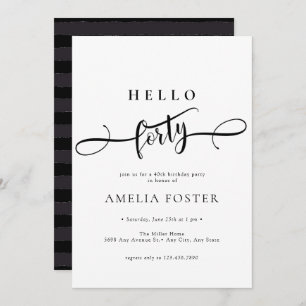 Elegant Chic Script 40th Birthday Invitation