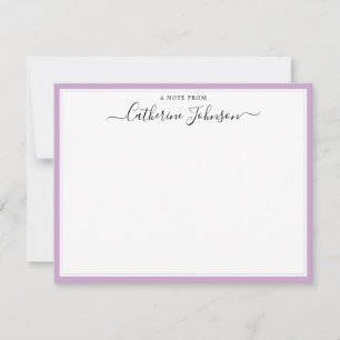Elegant Chic Script Calligraphy A Note From Purple Card