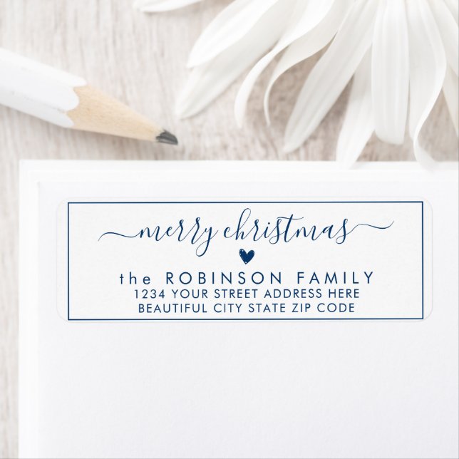 Elegant Chic Script Christmas Return Address Label (Insitu)