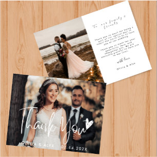 Elegant Chic Script Love Heart Thank You card