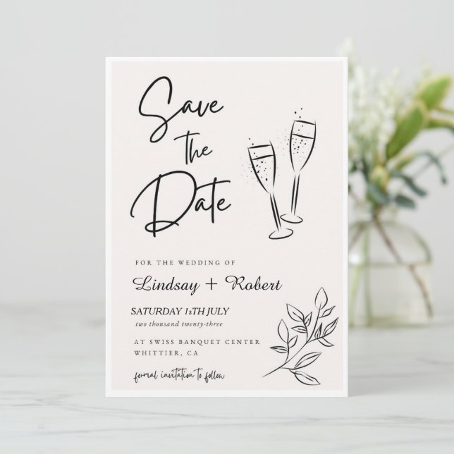 Elegant Chic Script Love Heart Wedding Photo Thank Save The Date (Standing Front)
