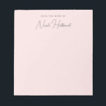 Elegant Chic Script Name Blush Pink Personalised  Notepad<br><div class="desc">This notepad design features a beautiful blush pink background with elegant yet simple typography. All colours in this design are customisable.</div>