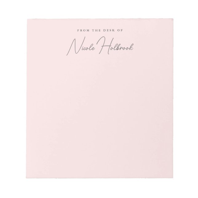 Elegant Chic Script Name Blush Pink Personalised  Notepad (Front)