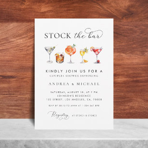 Elegant Chic Script Stock the Bar Couples Shower Invitation