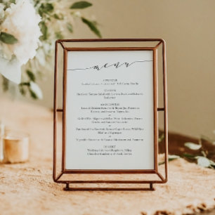 Elegant Chic Script Wedding Menu Template in White