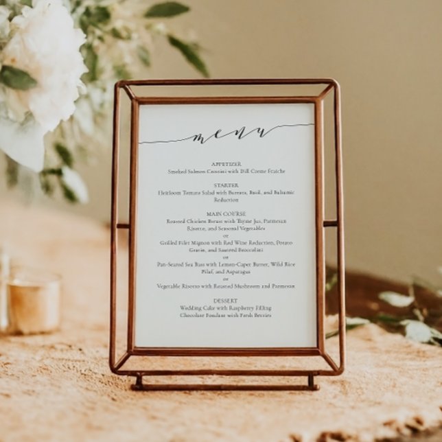 Elegant Chic Script Wedding Menu Template in White (Creator Uploaded)