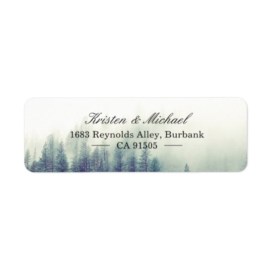 Elegant Chic Seasonal Pine Trees Forest Return Address Label