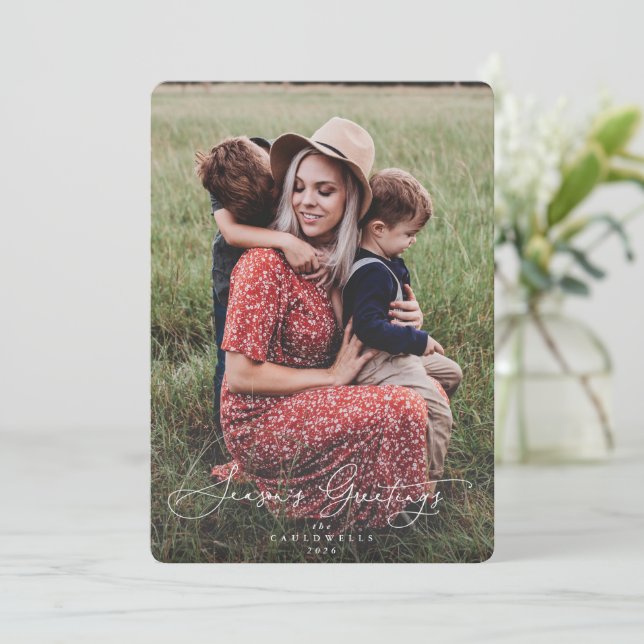 Elegant Chic Season's Greetings Christmas Photo Holiday Card (Standing Front)