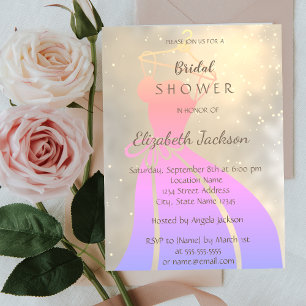 Elegant Chic Shiny, Bride Dress   Bridal Shower Invitation