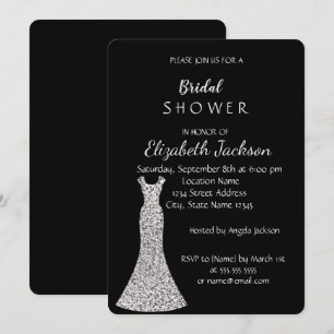 Elegant Chic Silver Dress Bridal Shower Invitation