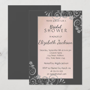 Elegant Chic Silver Flowers Bridal Shower Invitation