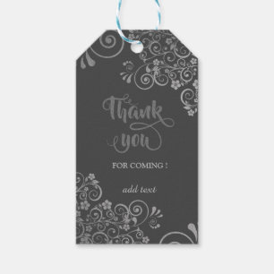 Elegant Chic Silver  Flowers  Thank You Gift Tags