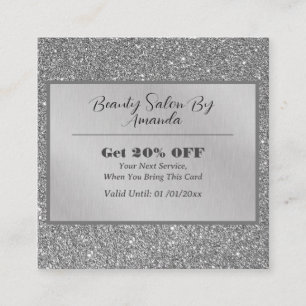 Elegant Chic Silver Foil Glitter Glamourous Salon  Discount Card