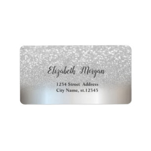 Elegant Chic Silver Glitter Ombre Bokeh Label