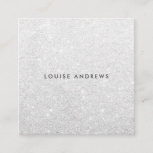 Elegant chic silver glitter simple white beauty square business card