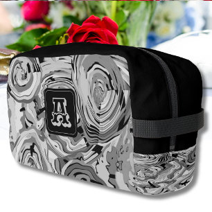 Elegant Chic Silver Grey Black Design + Monogram  Dopp Kit