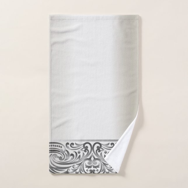 Elegant Chic Silver Swirls Bath Towel Set (Hand Towel)