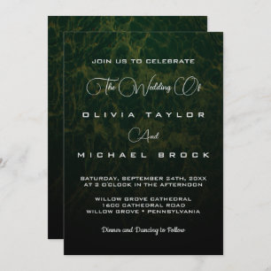 Elegant chic simple formal rustic green wedding invitation