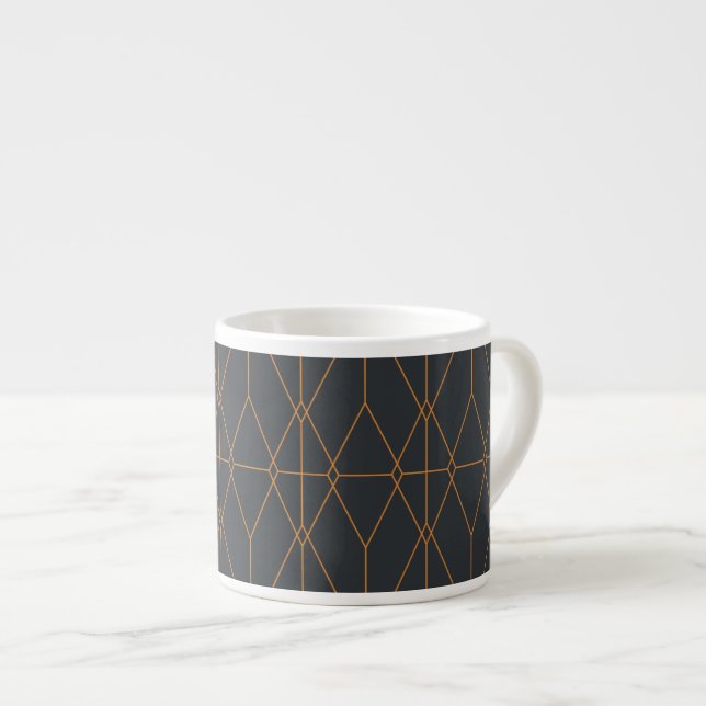 Elegant, chic, simple, luxurious line pattern art espresso cup (Front Right)