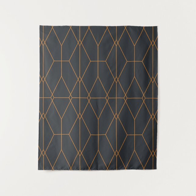 Elegant, chic, simple, luxurious line pattern art tapestry (Front)